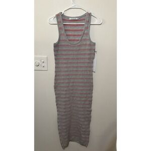 Stitches And Stripes Ribbed Knit Dress Women's Size S NWT Gray & Coral‎